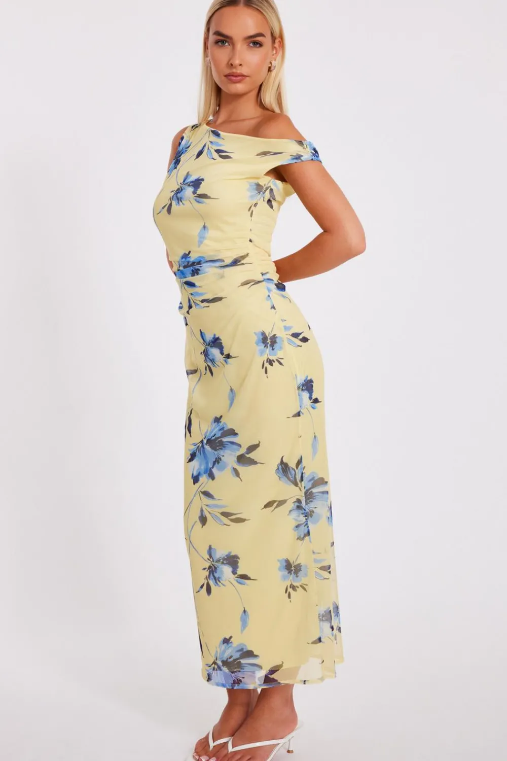 Quiz Day At The Races|Christening Guest>Lemon Floral Drop Sleeve Midaxi Dress