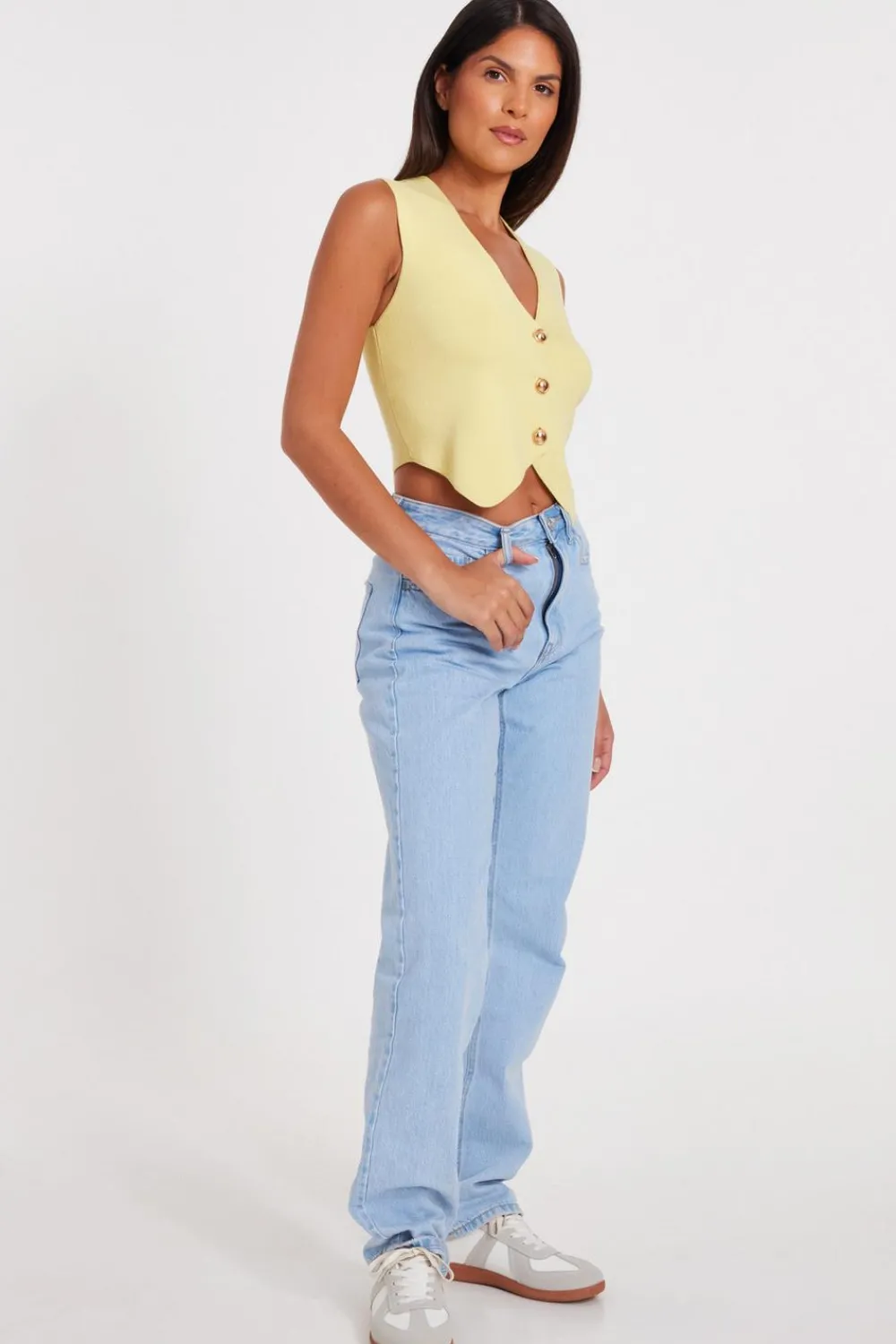 Quiz Waistcoat|Day Tops>Knitted Button Front Waistcoat