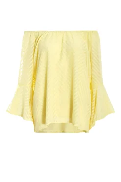 Quiz Summer Tops|Shirts & Blouses>Lemon Textured Chiffon Bardot Top