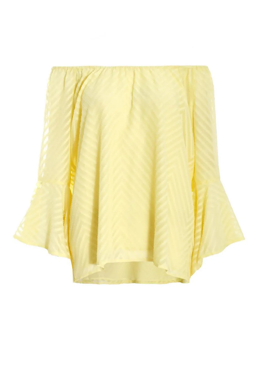 Quiz Summer Tops|Shirts & Blouses>Lemon Textured Chiffon Bardot Top