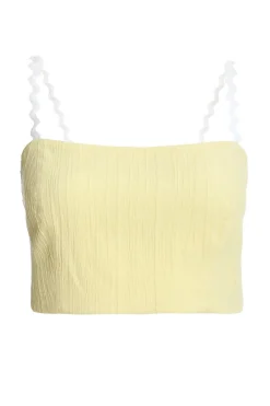 Quiz Summer Tops|Crop Tops>Lemon Wavy Trim Crop Top