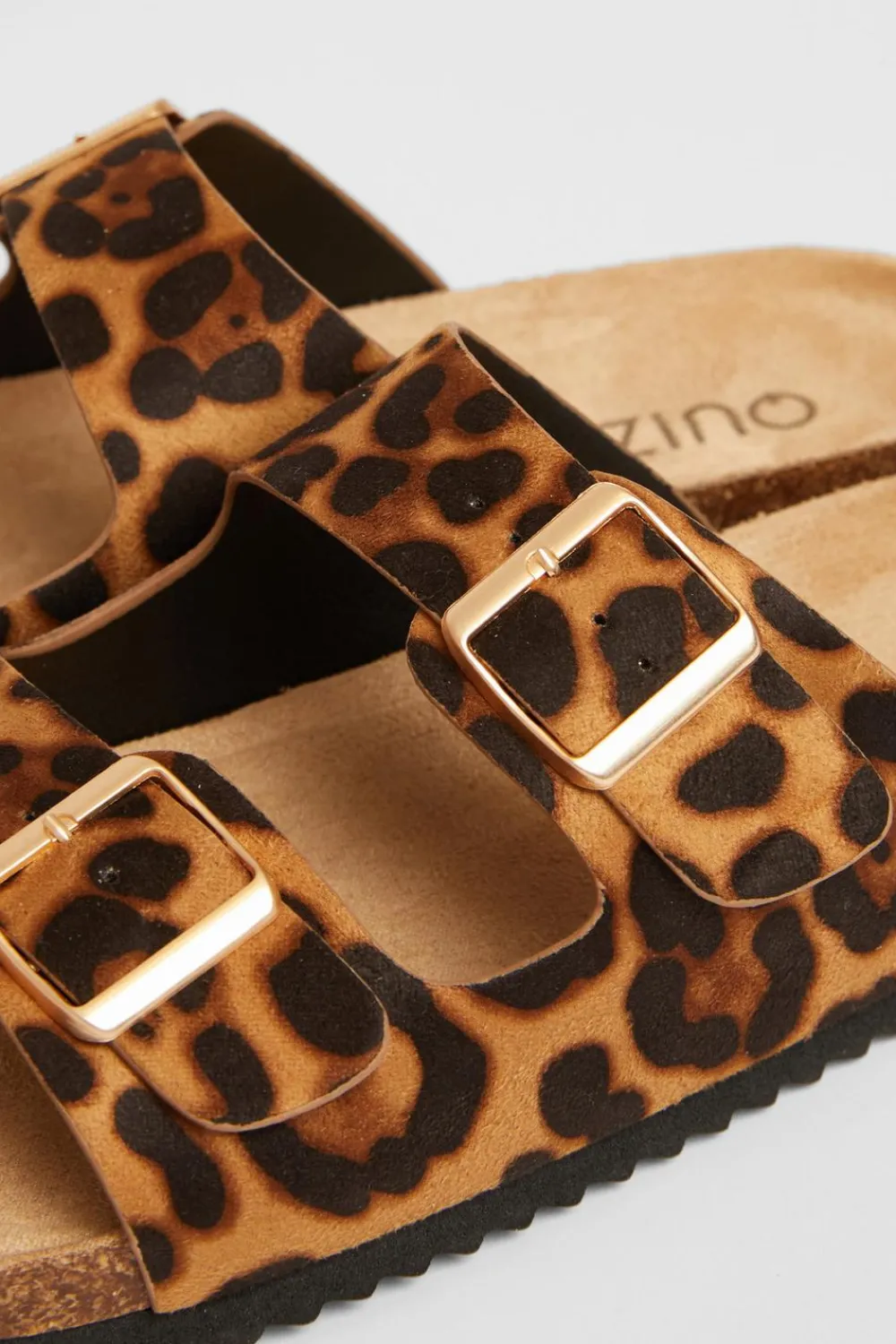 Quiz Sandals|Holiday Shoes>Leopard Print Double Buckle Flat Sandals