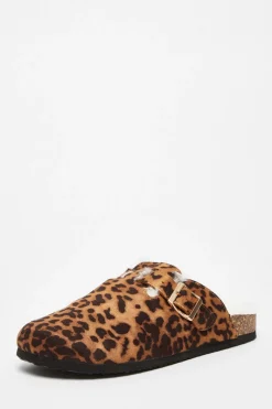 Quiz Flats>Leopard Print Faux Suede Mules