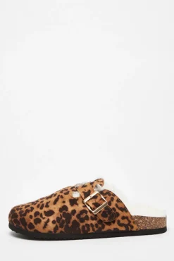 Quiz Flats>Leopard Print Faux Suede Mules