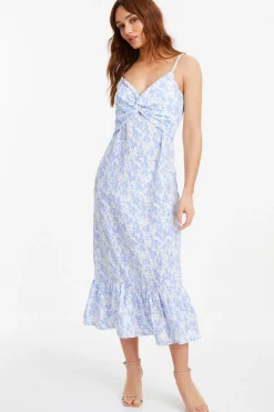 Quiz Holiday|Florals>Light Blue Ditsy Floral Midi Dress