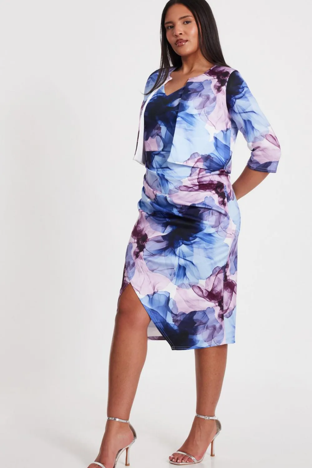 Quiz Day At The Races|Christening Guest>Light Blue Floral Cropped Jacket