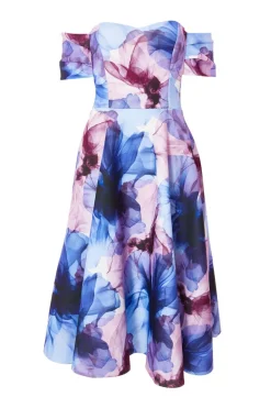 Quiz Evening Dresses|Day At The Races>Light Blue Floral Skater Dress