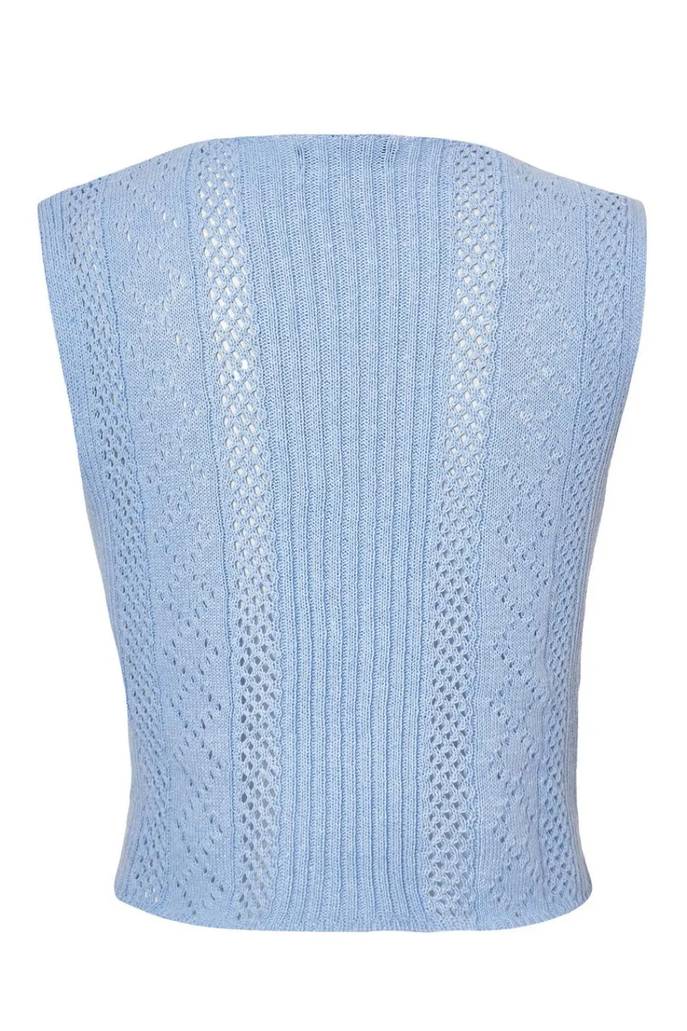 Quiz Summer Tops|Day Tops>Light Blue Knit Bow Top