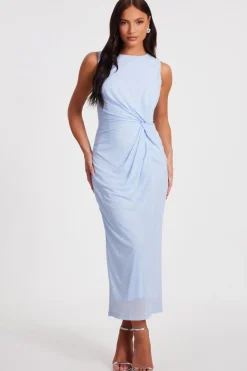 Quiz Day At The Races|Summer Clothes>Light Blue Mesh Embellished Midaxi Dress