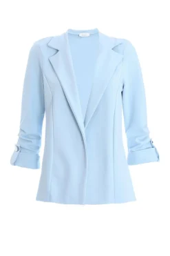 Quiz Workwear|Summer Clothes>Light Blue Ruched Sleeve Blazer