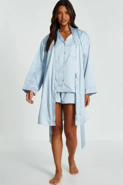Quiz Bride To Be|Nightwear>Light Blue Satin 'Bridesmaid' Robe