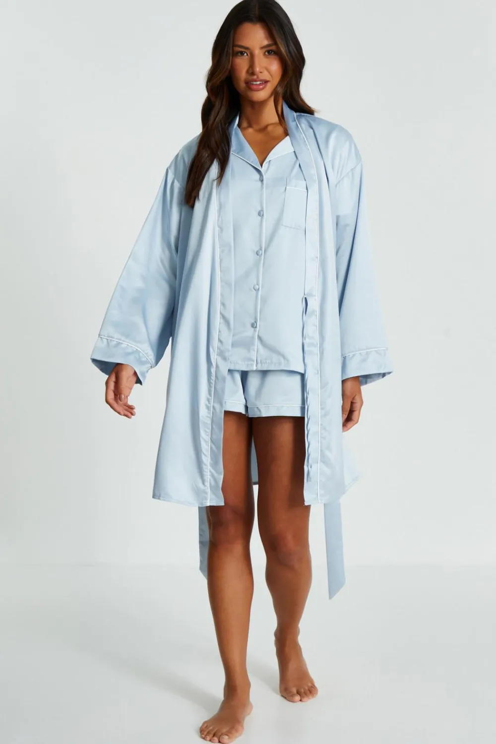 Quiz Bride To Be|Nightwear>Light Blue Satin 'Bridesmaid' Robe