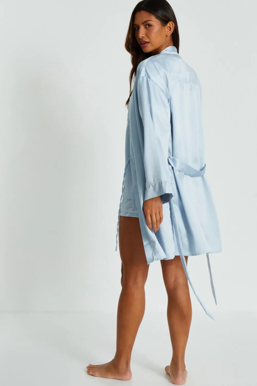 Quiz Bride To Be|Nightwear>Light Blue Satin 'Bridesmaid' Robe