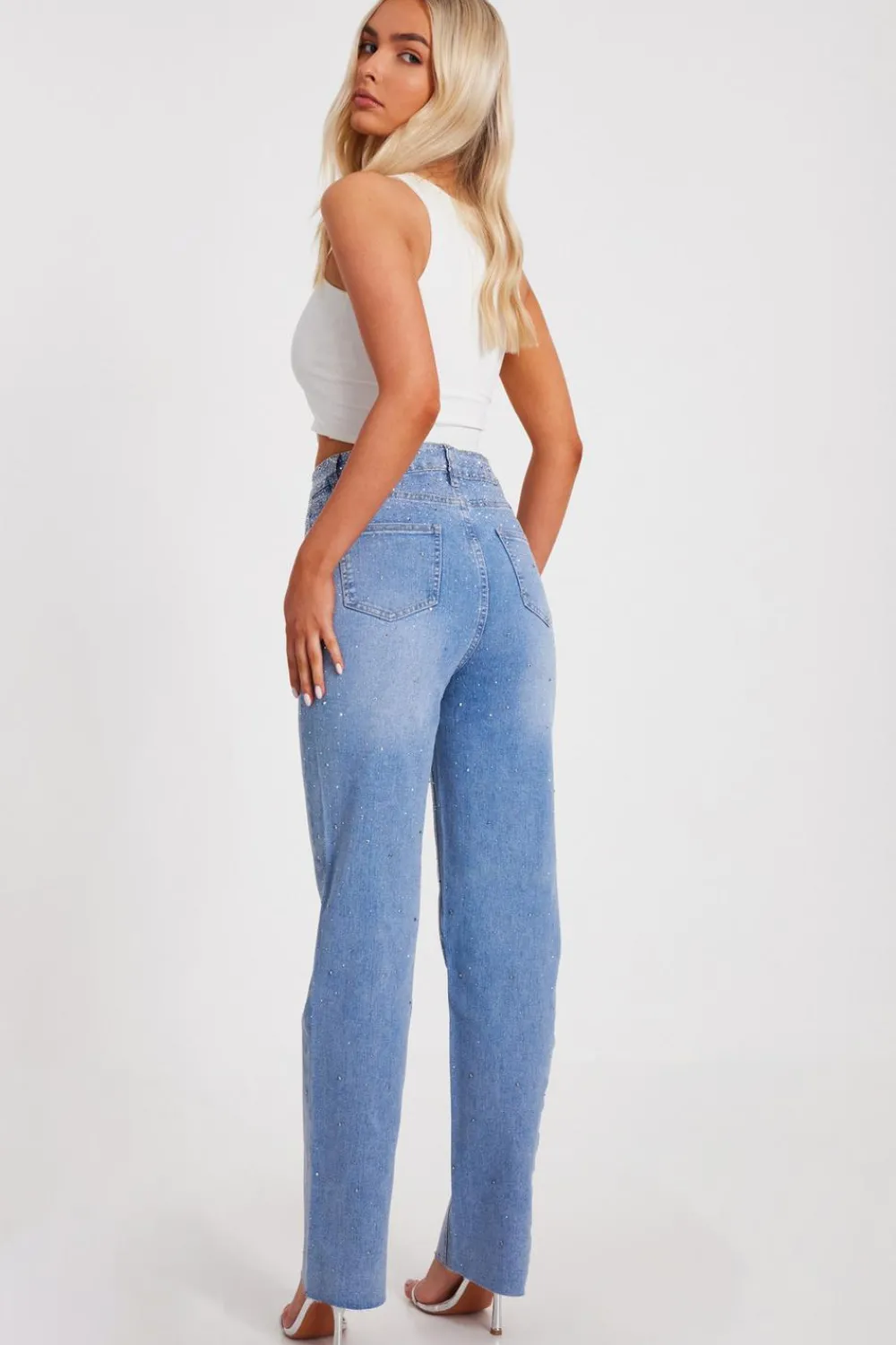 Quiz Trousers|Modest>Light Denim Embellished Jeans