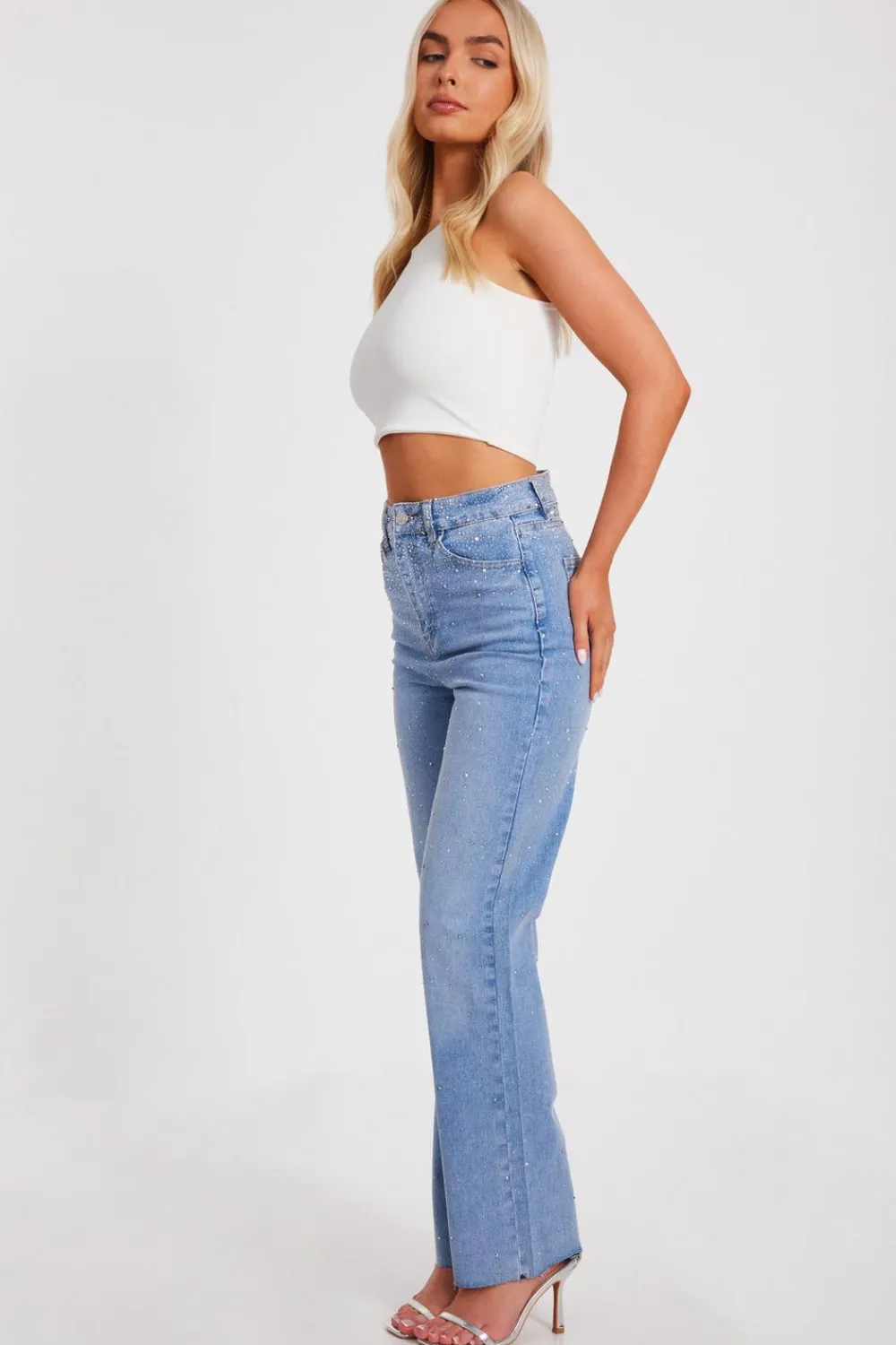 Quiz Trousers|Modest>Light Denim Embellished Jeans