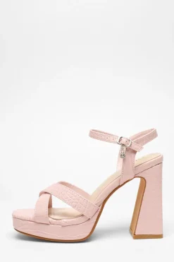Quiz Shoe & Bag Sets|Platforms>Crocodile Cross Strap Platform Heeled Sandals