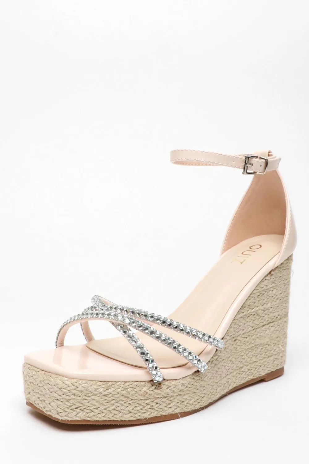 Quiz Wedges|Holiday Shoes>Diamante Cross Strap Wedges