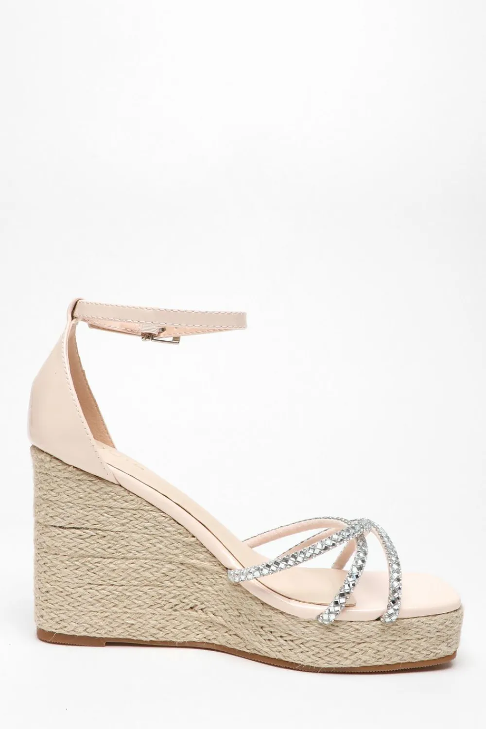 Quiz Wedges|Holiday Shoes>Diamante Cross Strap Wedges