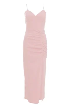 Quiz Prom & Ball|Wrap Dresses>Light Pink Diamante Ruched Maxi Dress