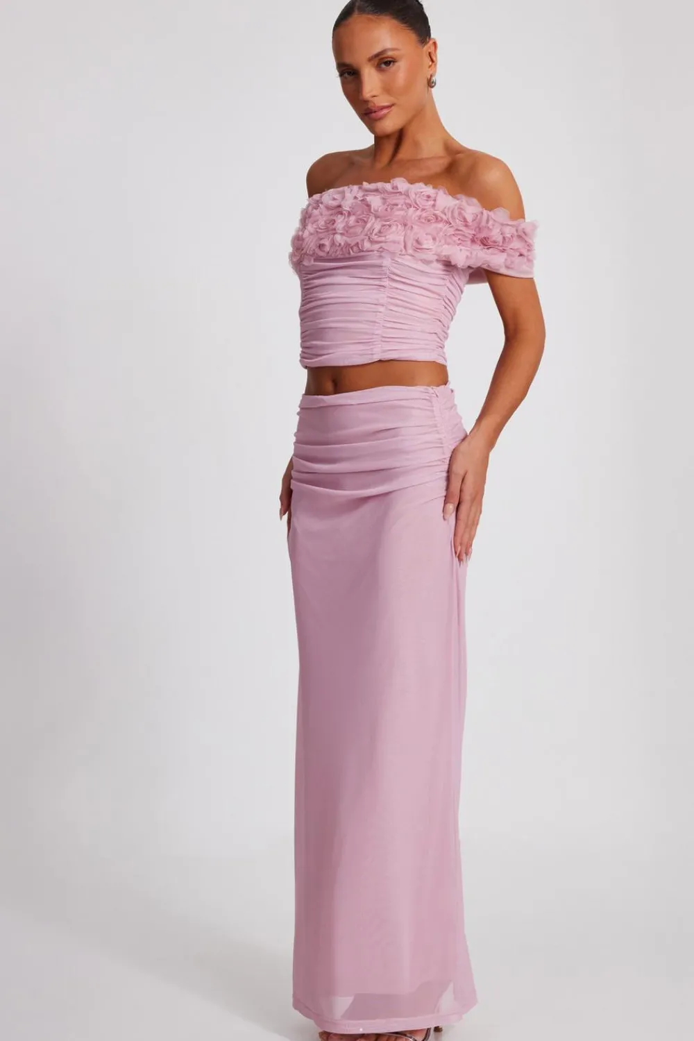 Quiz Day At The Races|Summer Clothes>Mesh Ruched Midaxi Skirt