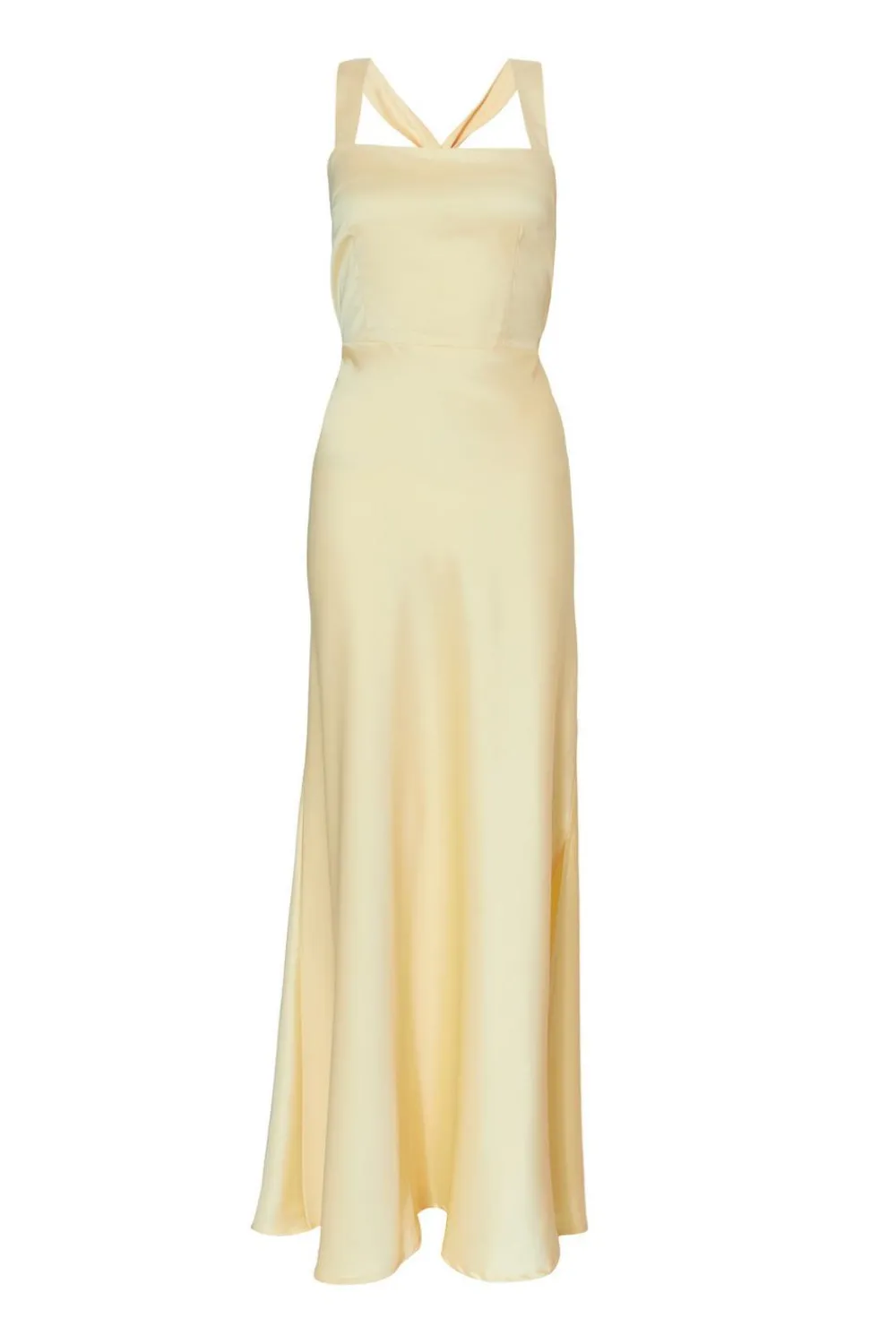 Quiz Christening Guest|Dresses>Light Yellow Satin Maxi Dress