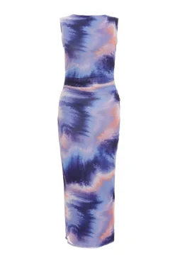Quiz Midi Dresses|Maxi Dresses>Lilac Abstract Print Mesh Midaxi Dress