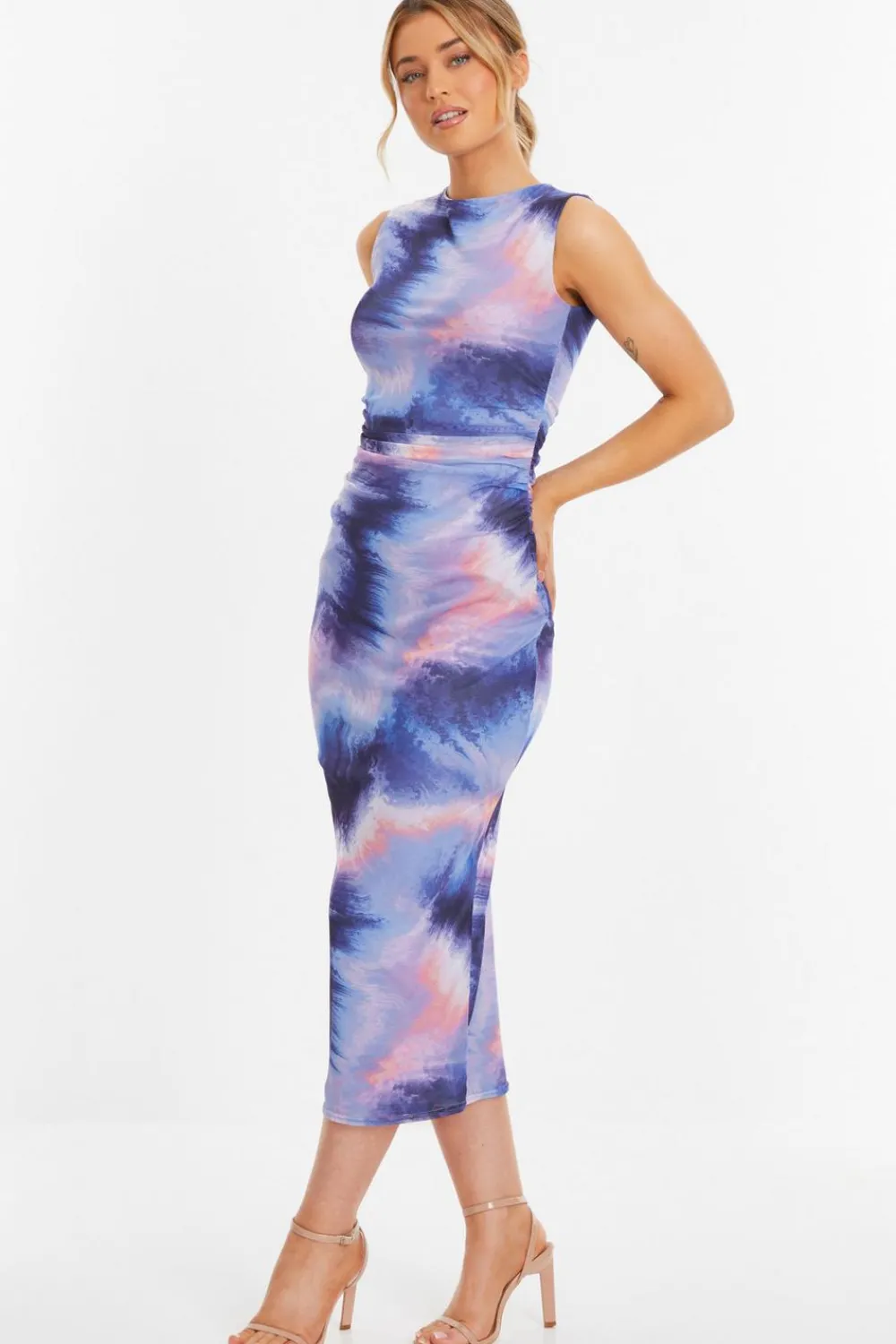 Quiz Midi Dresses|Maxi Dresses>Lilac Abstract Print Mesh Midaxi Dress