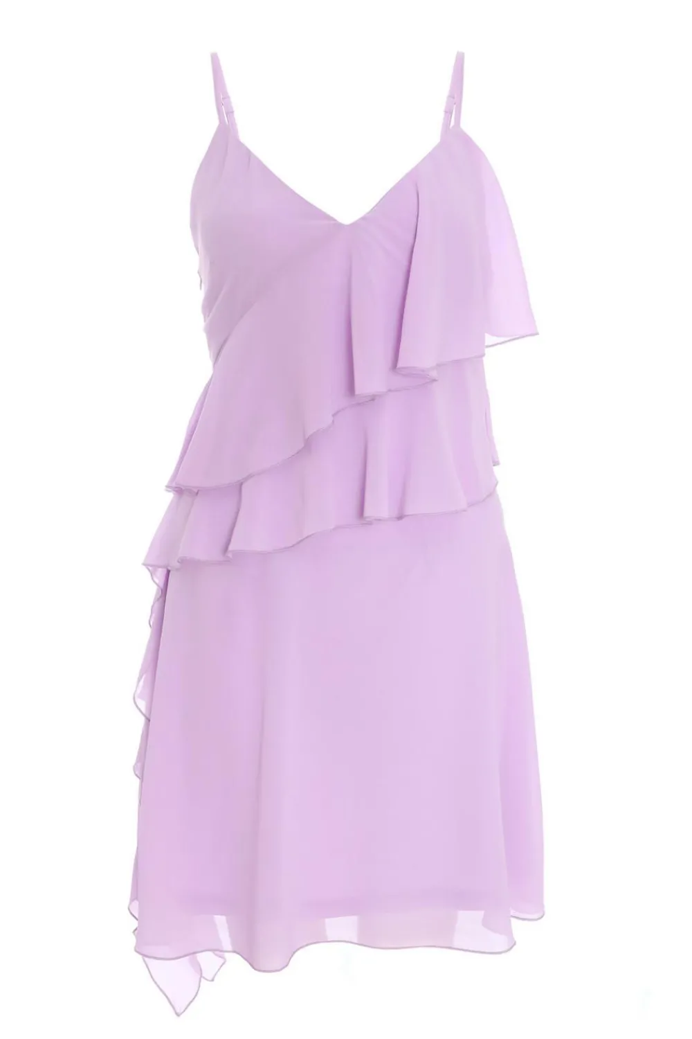 Quiz Holiday|Summer Dresses>Lilac Chiffon Frill Mini Skater Dress