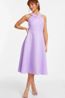 Quiz Prom & Ball|Evening Dresses>Lilac Halter Neck Skater Midi Dress