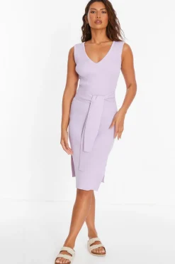 Quiz Midi Dresses|Day Dresses>Knit Tie Belt Bodycon Midi Dress