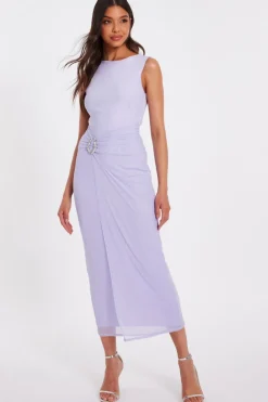 Quiz Summer Clothes|Going Out>Lilac Mesh Buckle Midaxi Dress