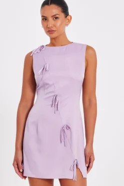 Quiz Summer Clothes|Holiday>Lilac Satin Bow Mini Dress