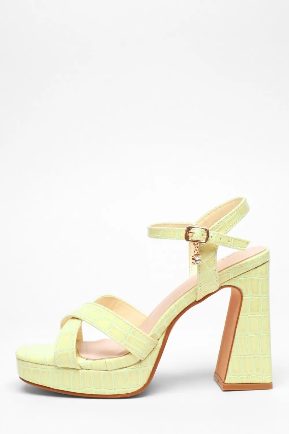 Quiz Shoe & Bag Sets|Platforms>Crocodile Cross Strap Platform Heeled Sandal