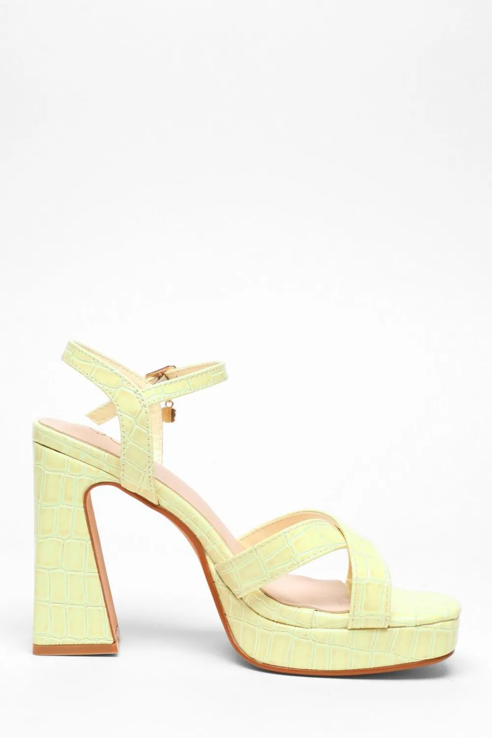 Quiz Shoe & Bag Sets|Platforms>Crocodile Cross Strap Platform Heeled Sandal