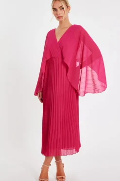 Quiz Day At The Races|Christening Guest>Magenta Chiffon Pleated Midaxi Dress