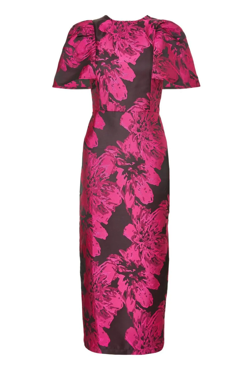 Quiz Evening Dresses|Day At The Races>Magenta Floral Short Sleeve Midaxi Dress