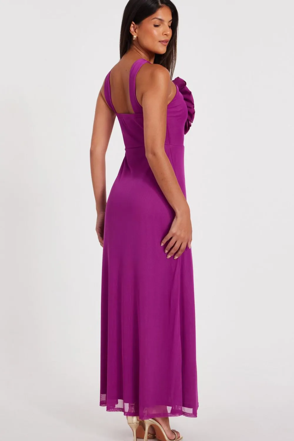Quiz Prom Dresses|Prom & Ball>Magenta Mesh Corsage Maxi Dress