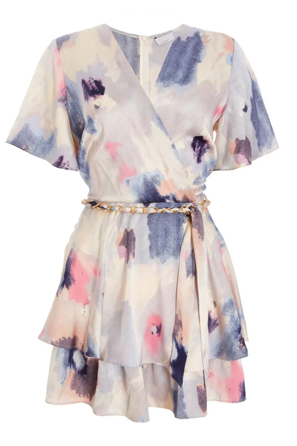 Quiz Playsuits|Summer Clothes>Marble Print Tiered Playsuit