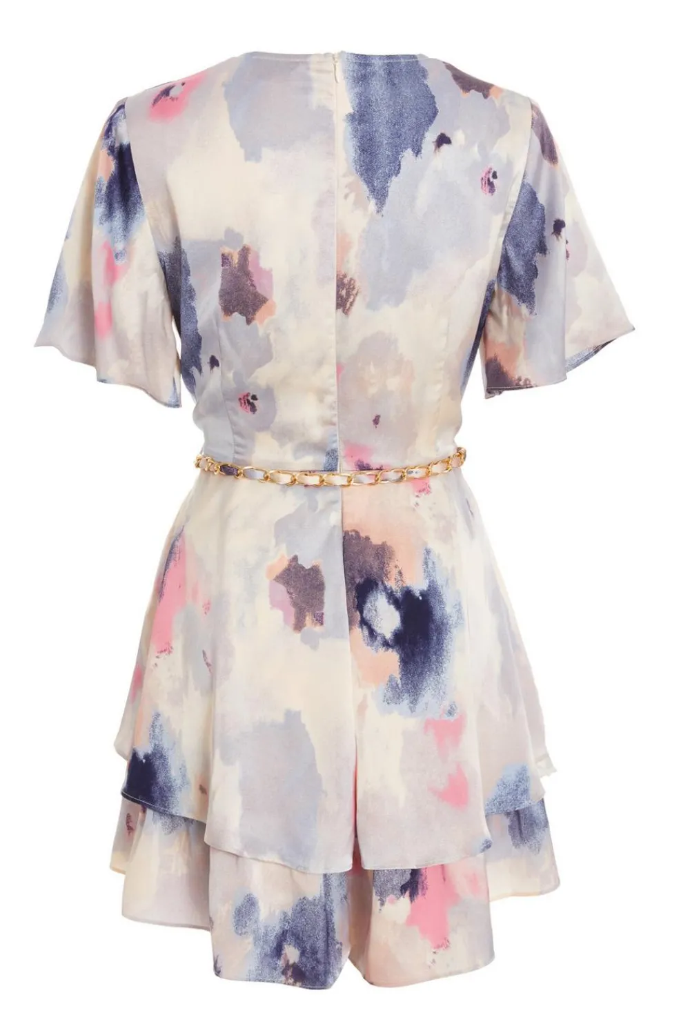 Quiz Playsuits|Summer Clothes>Marble Print Tiered Playsuit