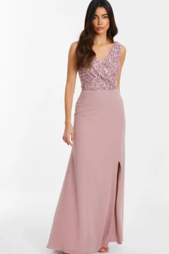 Quiz Prom Dresses|Prom & Ball>Mauve Embellished Chiffon Maxi Dress