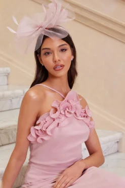 Quiz Wedding Accessories|Hair Accessories>Mauve Feather Headband Fascinator