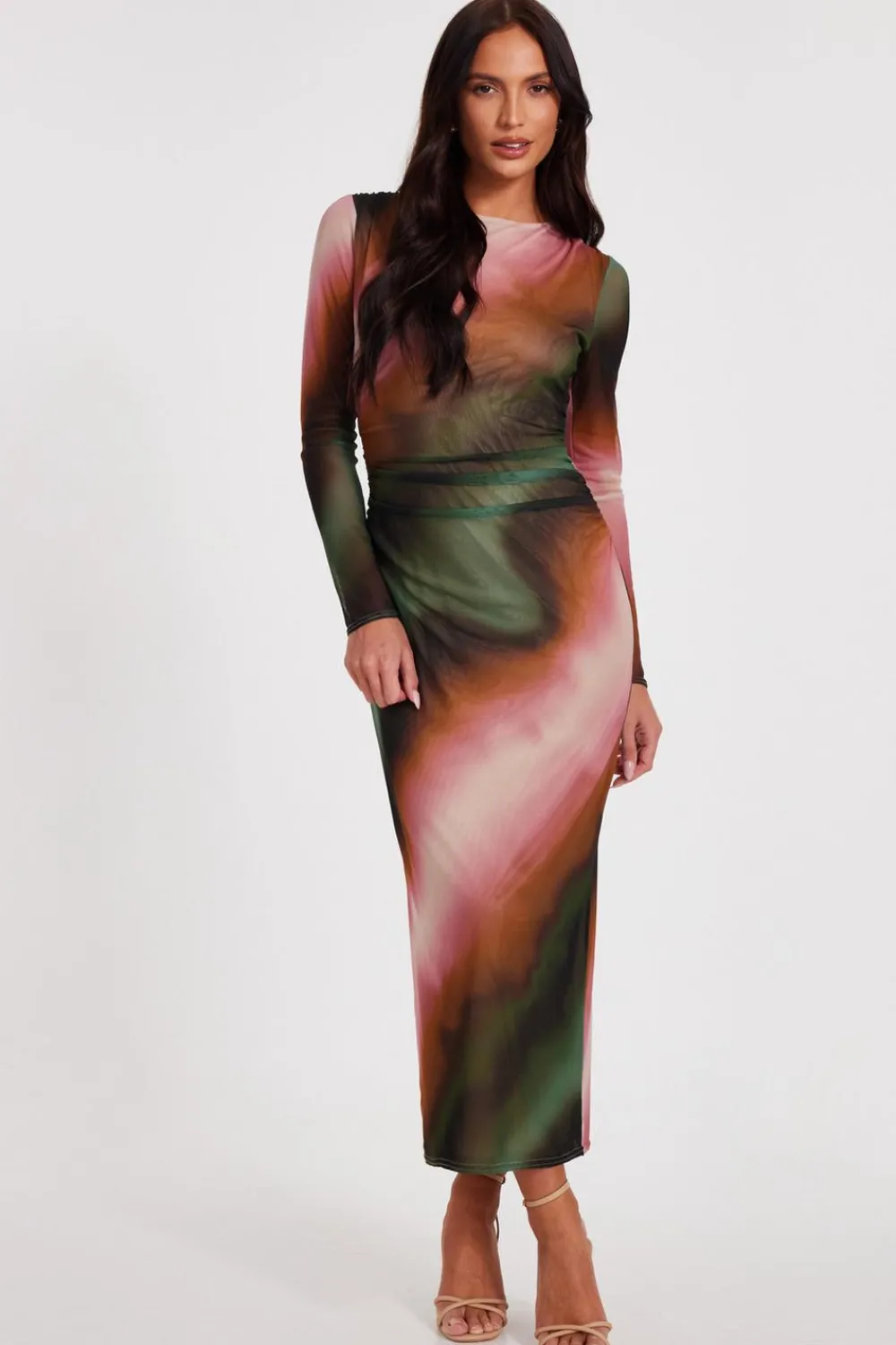 Quiz Summer Clothes|Modest>Mesh Marble Print Midaxi Dress