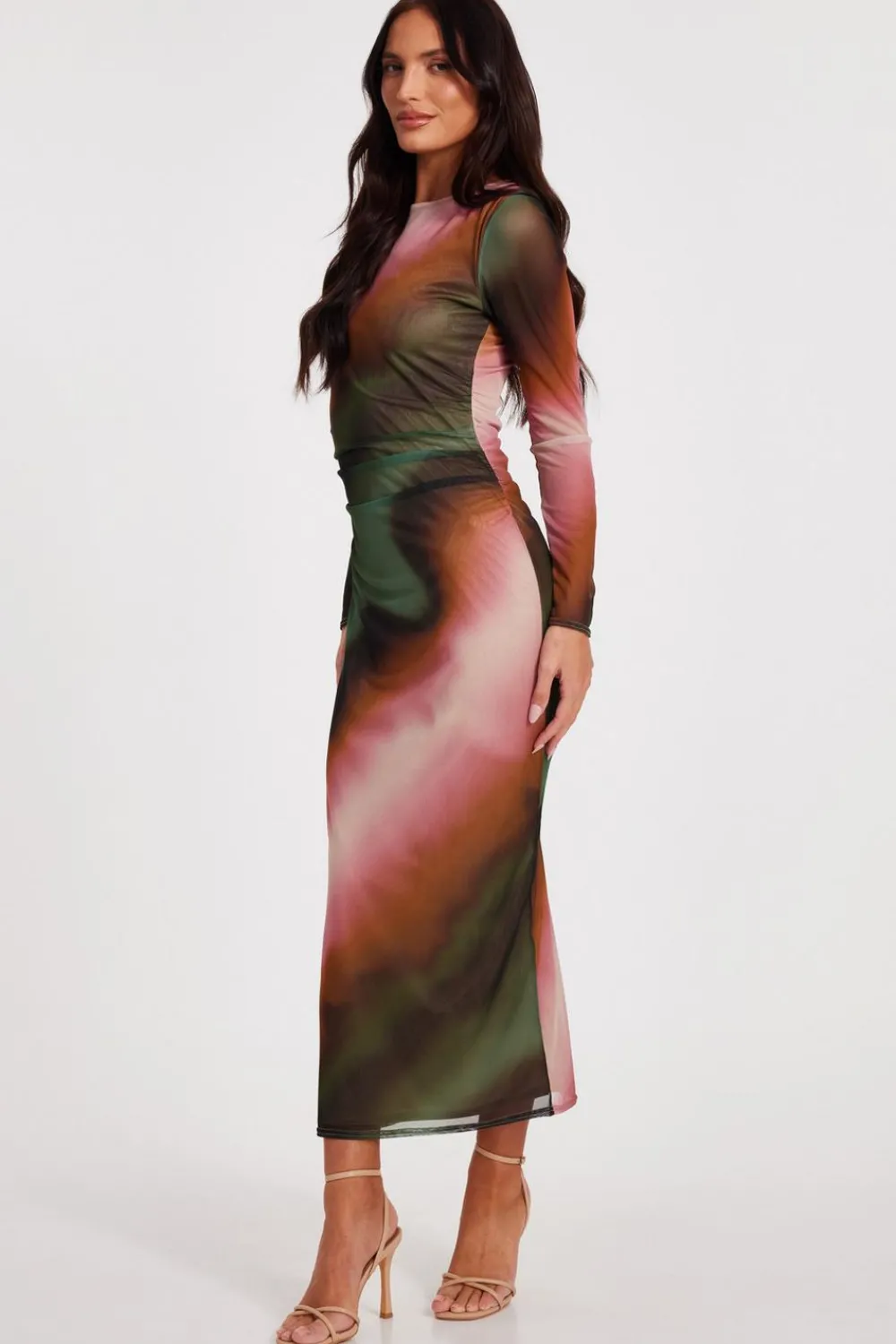 Quiz Summer Clothes|Modest>Mesh Marble Print Midaxi Dress