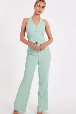 Quiz Day At The Races|Christening Guest>Mint Flared Tailored Trousers