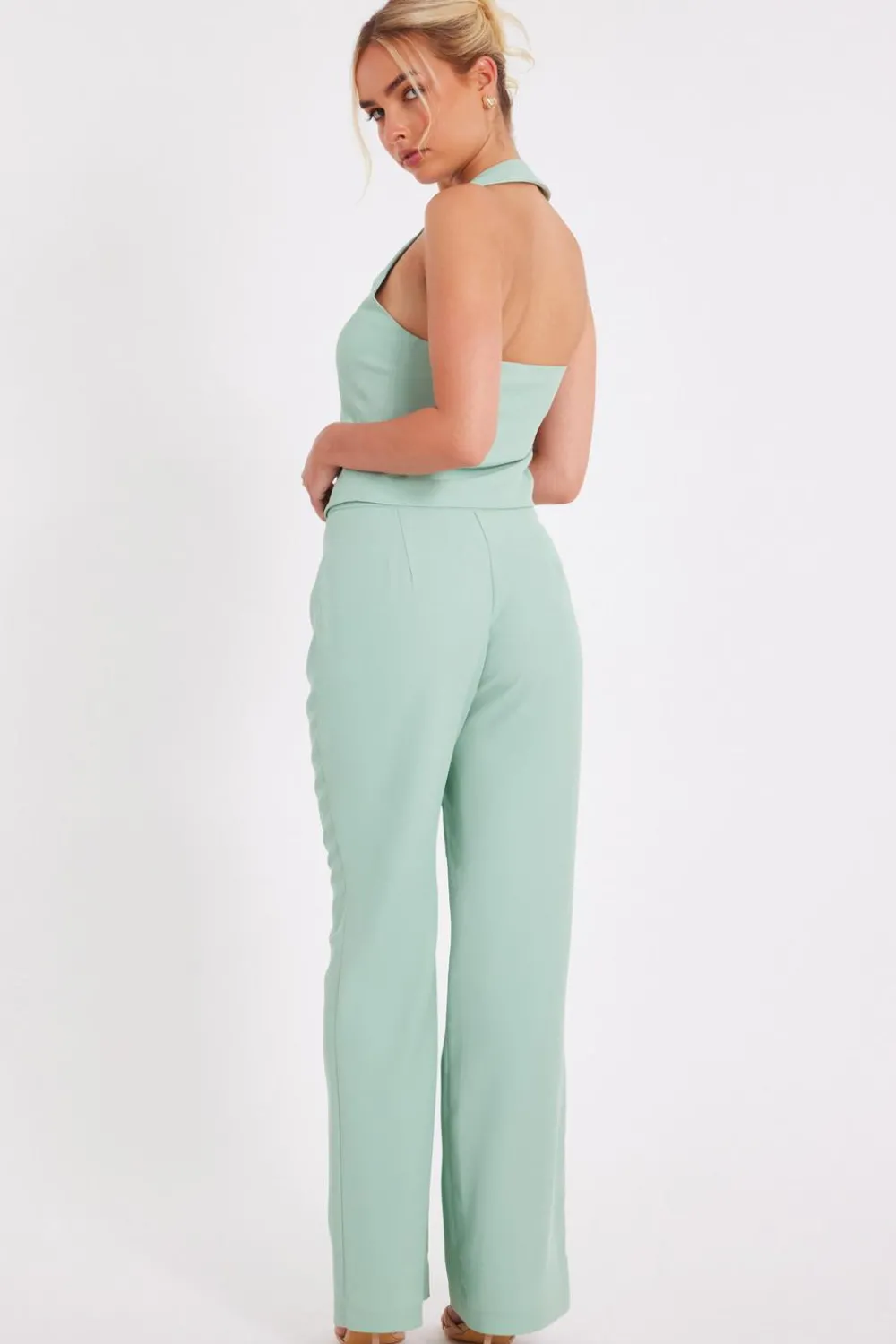 Quiz Day At The Races|Christening Guest>Mint Flared Tailored Trousers