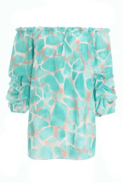 Quiz Shirts & Blouses|Bardot Tops>Mint Giraffe Print Bardot Top