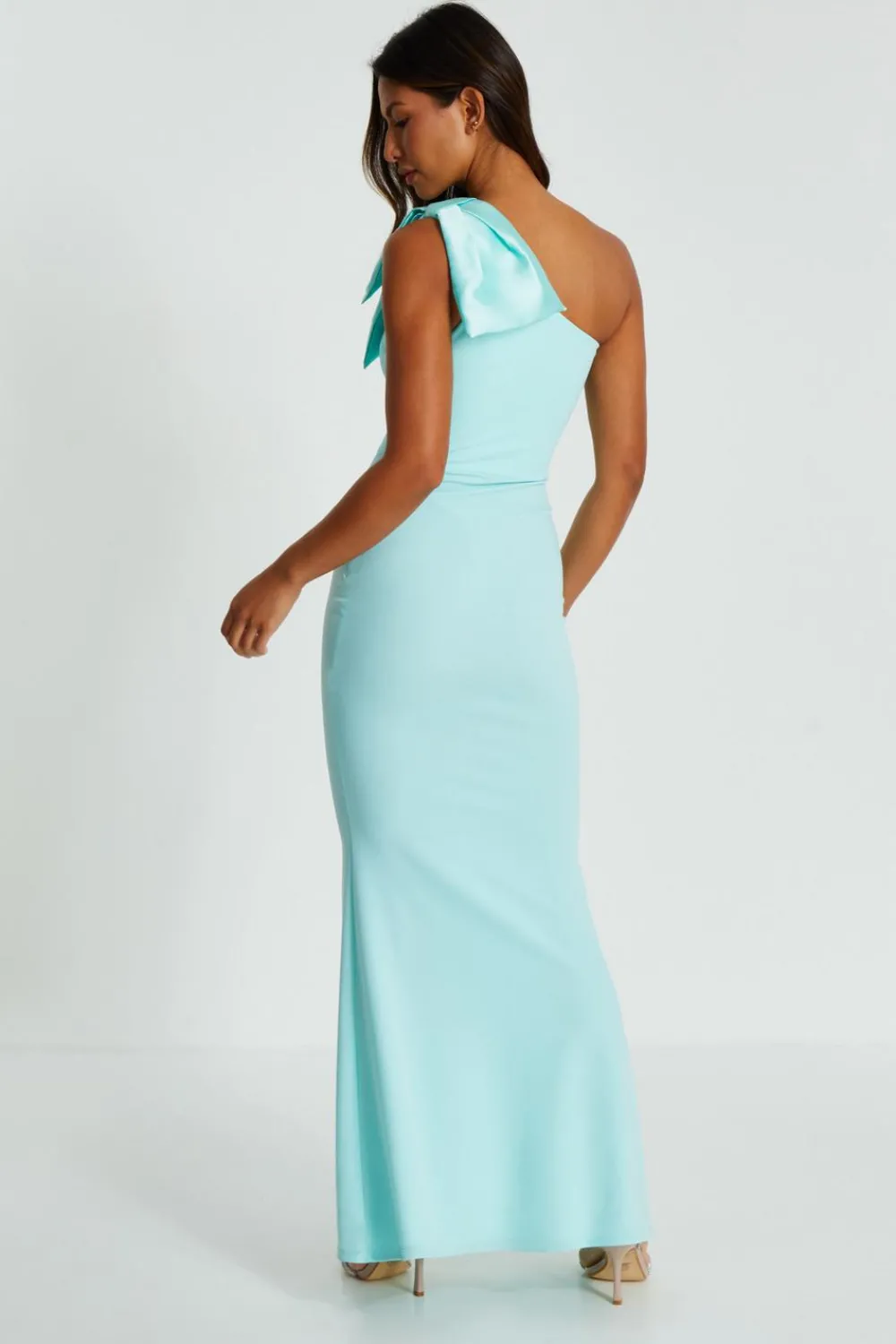 Quiz Prom Dresses|Prom & Ball>Mint One Shoulder Bow Maxi Dress