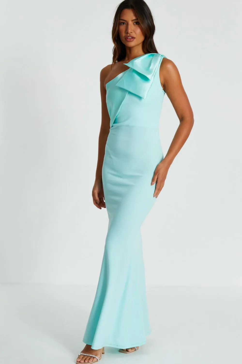 Quiz Prom Dresses|Prom & Ball>Mint One Shoulder Bow Maxi Dress