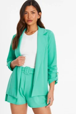 Quiz Co-Ords|Casual Clothing>Mint Ruched Sleeve Tailored Blazer