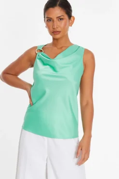Quiz Summer Tops|Tops>Mint Satin Vest Top
